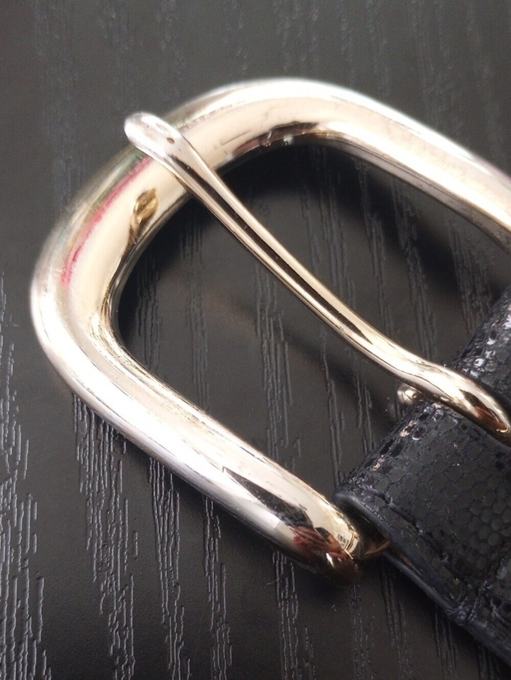 Ann Taylor Black Genuine Leather Belt with Light Gold-Tone Buckle - Picture 7 of 12